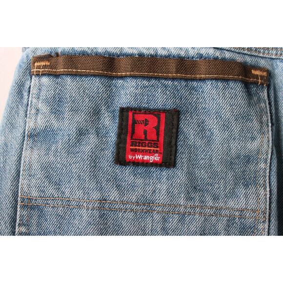 WRANGLER Riggs Workwear Jeans Mens 34x34 Blue Relaxed Fit Med. Fade Denim PHOTOS - Picture 11 of 13